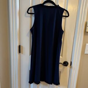 Elegant Navy Ruffle Shift Dress – Size L